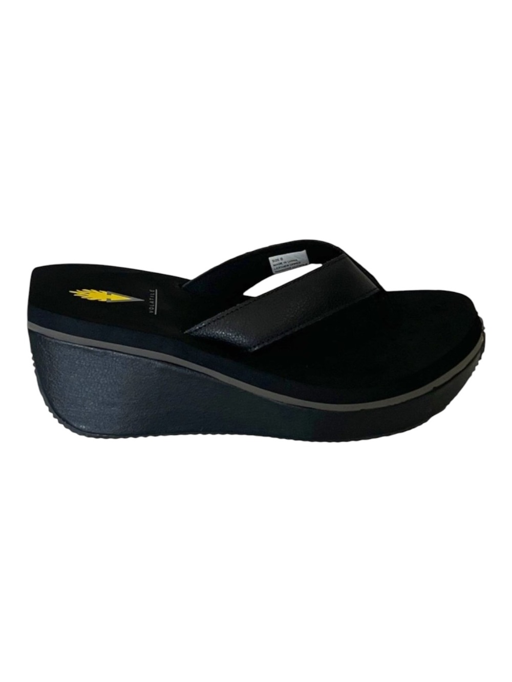 Volatile Womens Frappachino Black Leather Platform Wedge Thong Sandals Size 10